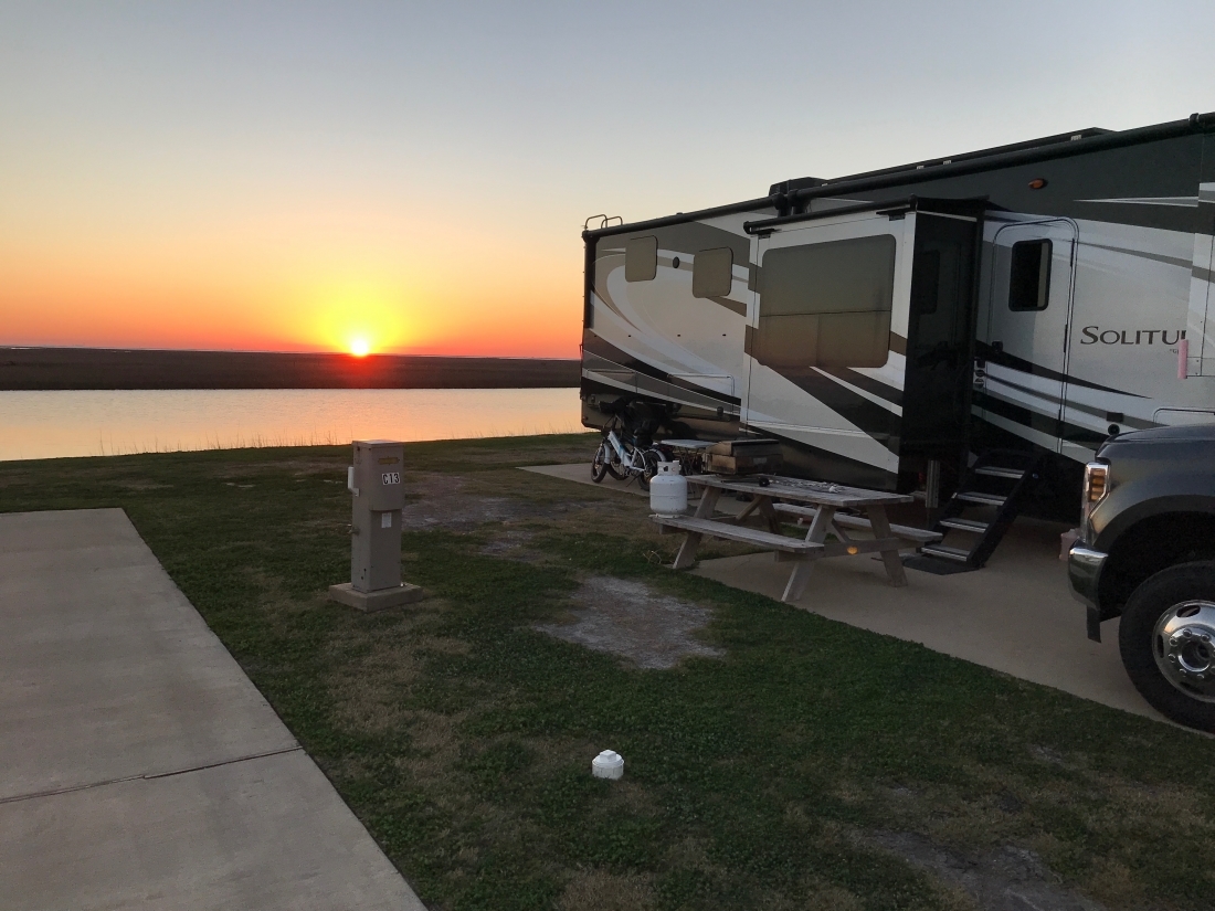 Sunset at Blue Water RV Resort on the Texas Gulf Coast