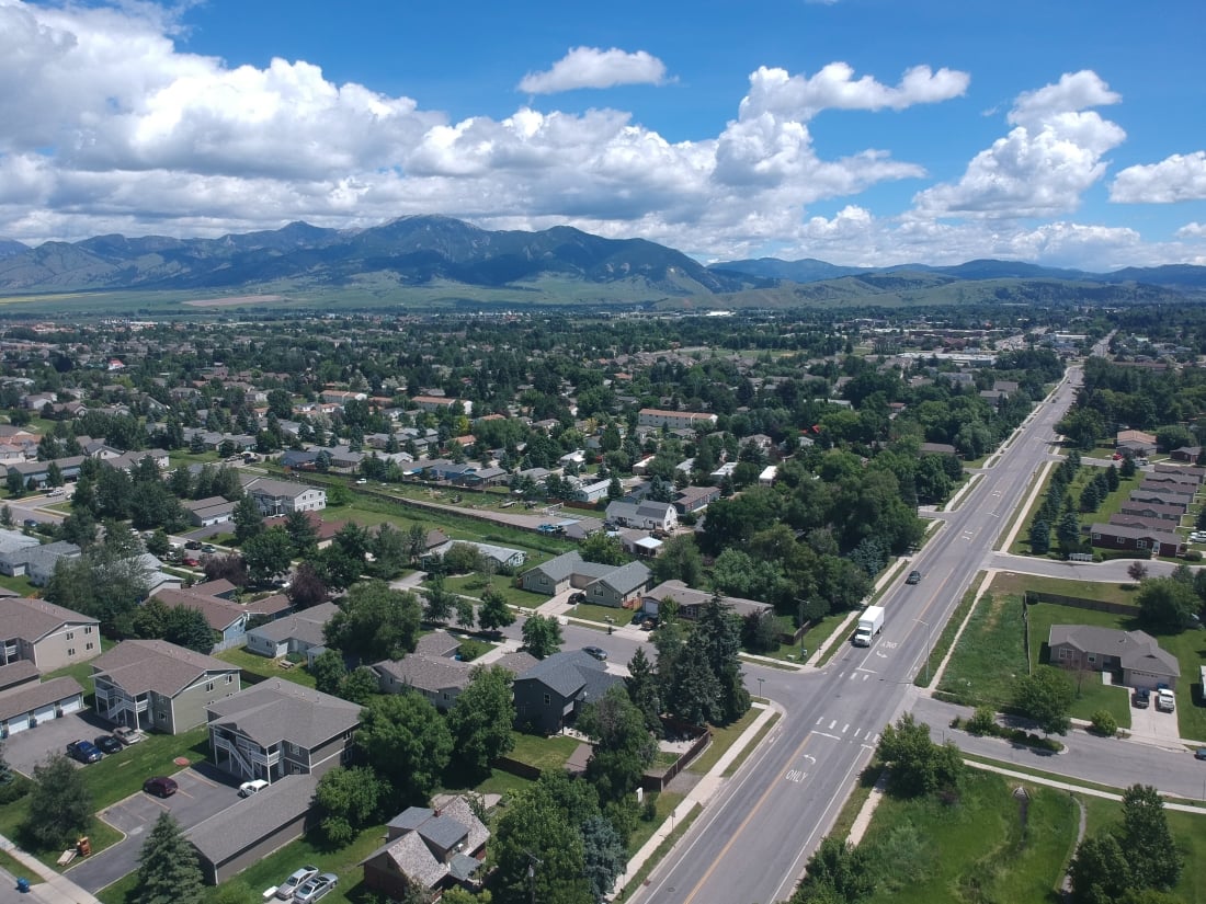 Aerial view of Bozeman Montana