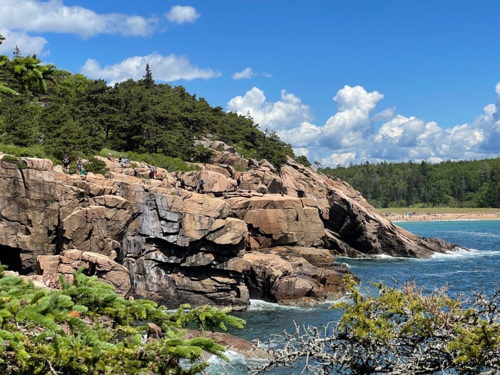 view of rocky maine coastline - feature image for camping in bar harbor maine