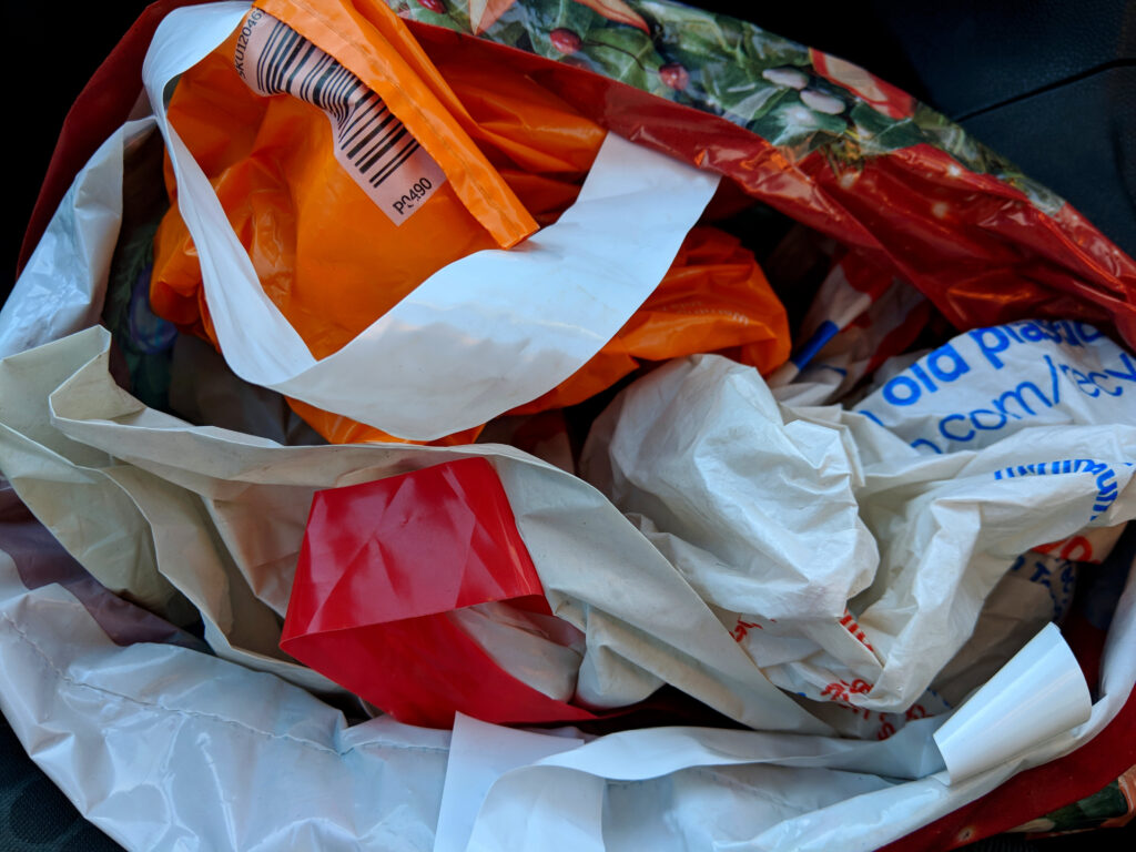 plastic bags stuffed - feature image for how to reuse plastic bags in your RV