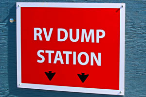red RV Dump Station sign