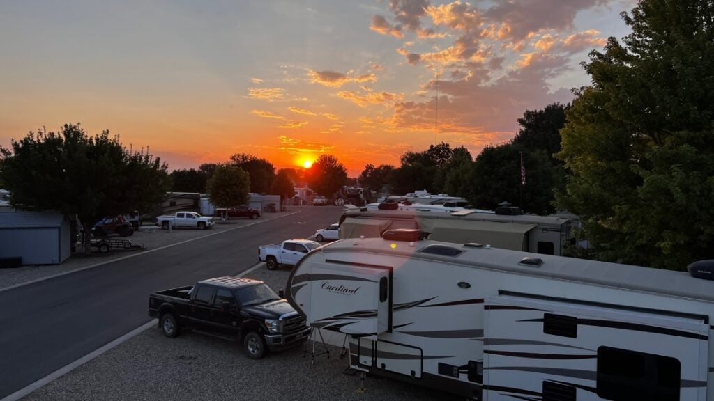 sunset over RV park