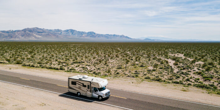 RV on road - image for road trip ideas