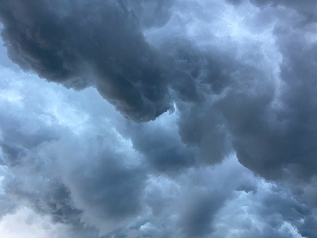 a stormy sky threatened an RV park