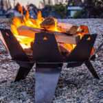 Firebrand crucible rv fire pit and grill burning wood