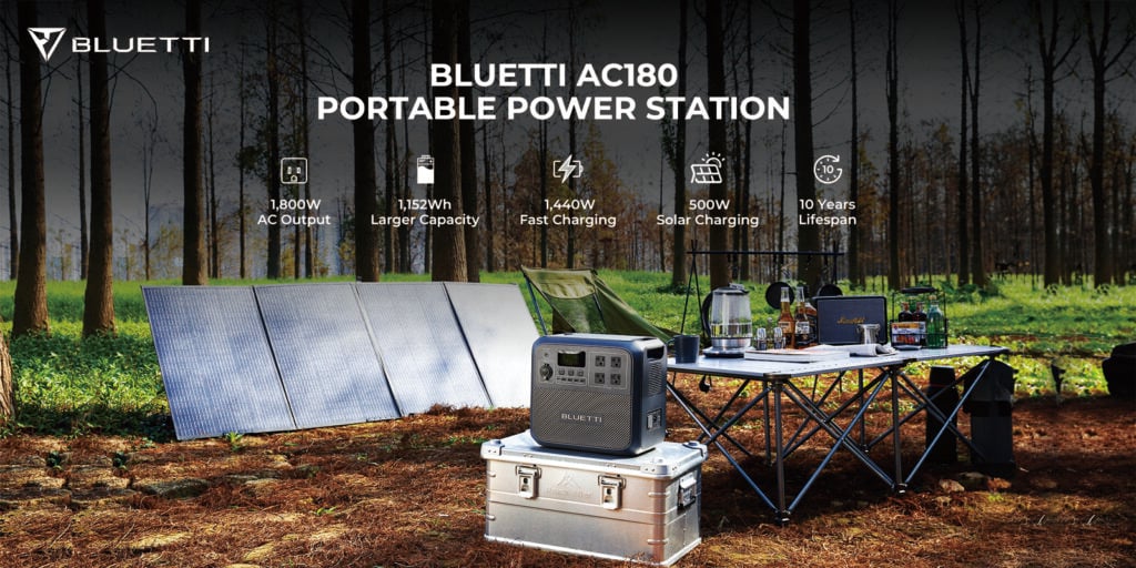 Features of the Bluetti AC180 portable power for RVing and camping