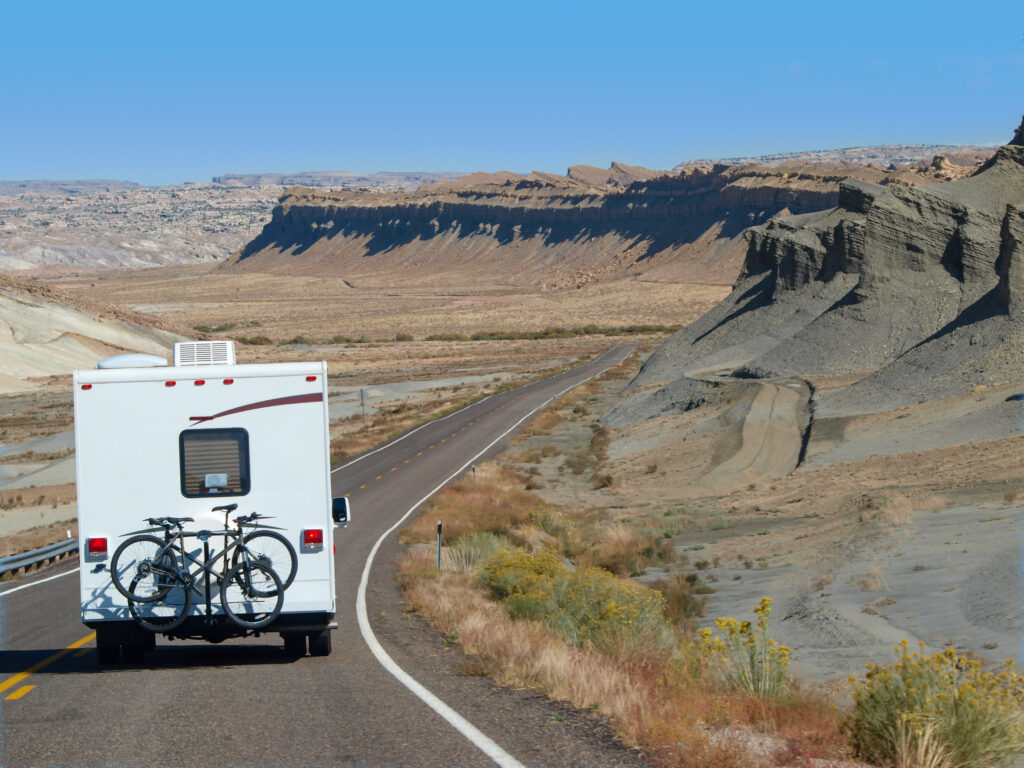 RV driving on road