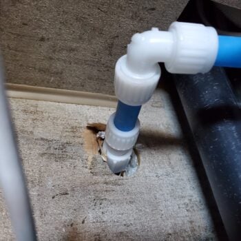 Leaking SanT Flush in RV (Image: Leaky shower pan in RV (Image: @LHresko, iRV2 Forums)