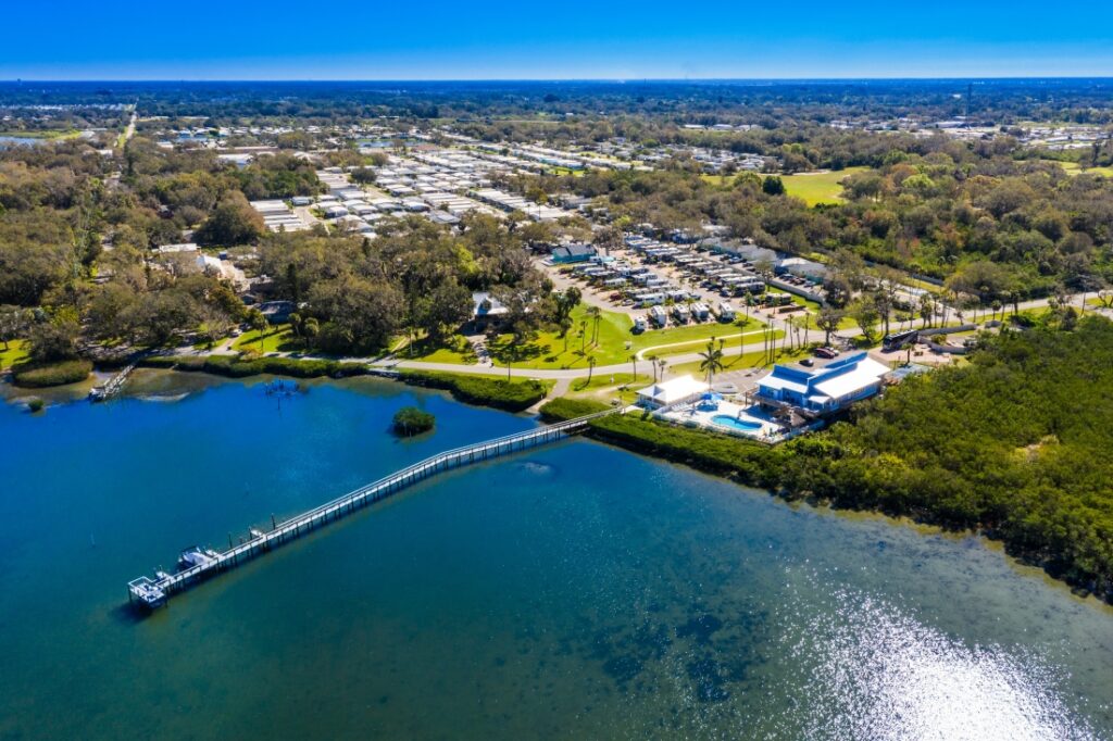 Overhead view of Fisherman's Cove RV Resort (Image: @FishCoveJP, RV LIFE Campgrounds)