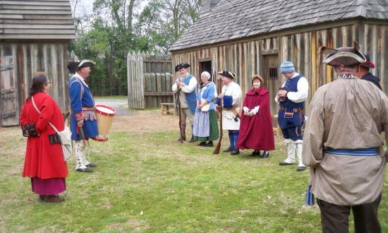 Historical re-enactors at Fort St. John Baptiste State Historic Site, near Grand Ecore RV Park.
