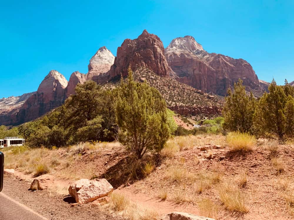 A beautiful view of the area surrounding East Zion Riverside Park near Zion National Park.