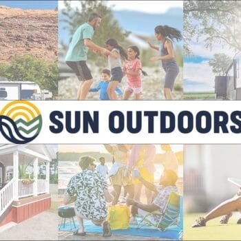 Sun Outdoors logo over an activity collage.